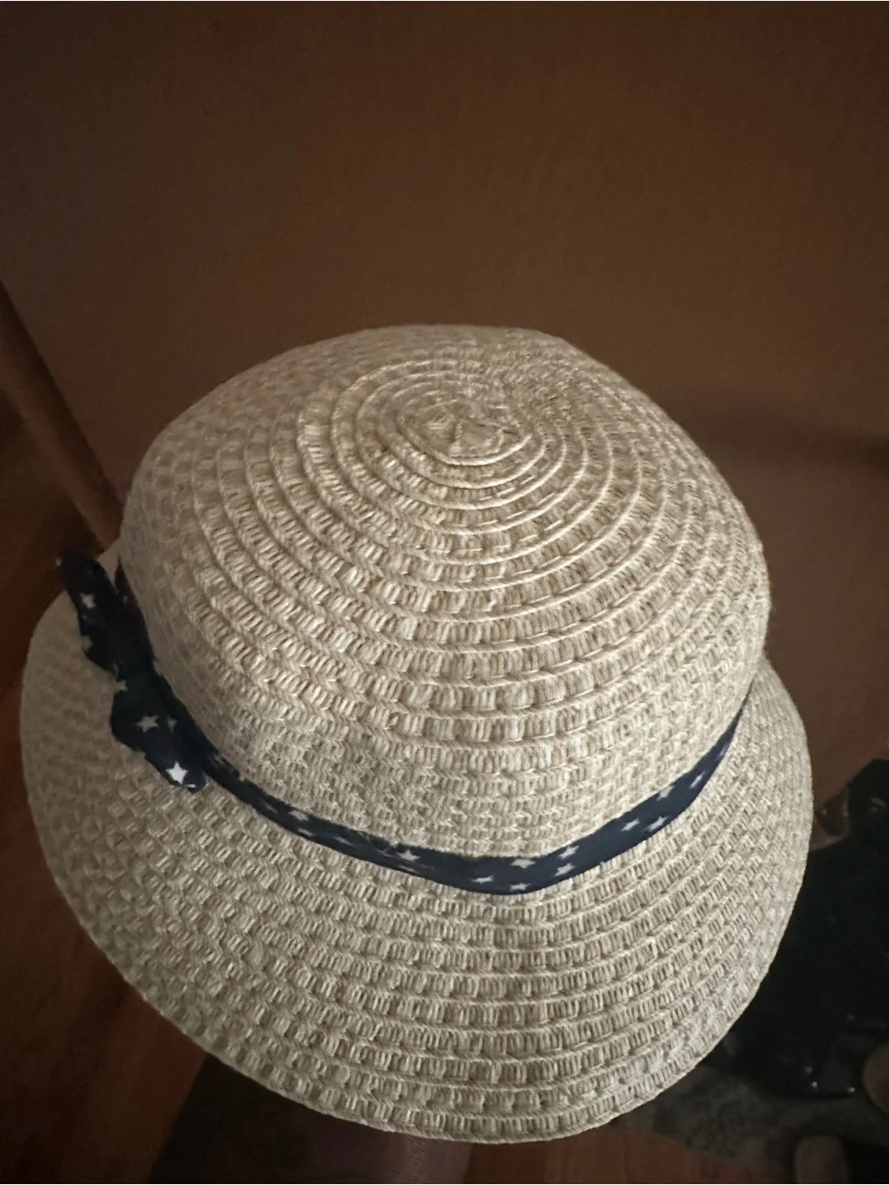 Dog Straw Sun Hat with Navy Star Band/Dog Apparel